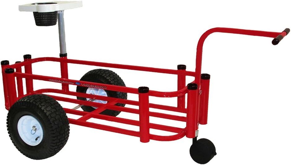 Reels on Wheels PCCART-Red Fishing Cart Sr. Red Powder Coat 16"x44" 8-rod Holder