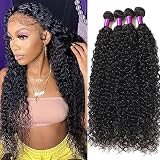 Luduna Water Wave Bundles 100% Unprocessed Brazilian Virgin Remy Hair Water Curly Human Hair 3 Bundles Human Hair Extensions for Black Women Natural Color, 12 14 16