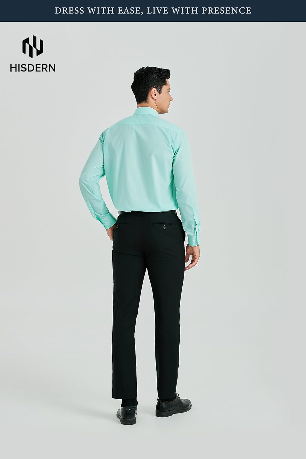 HISDERN 503 Mens Dress Shirt and Tie Handkerchief Set Classic Long Sleeve Shirts Matching Ties Formal Button Down Shirts - Image 5