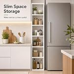 SiliBamb Narrow Bookshelf, 6-Tier Open Bookcase, Coner Shelf, Storage Shelves, Display Storage Shelves, Floor Standing Unit, Home Decor, Furniture for Home Office, Living Room, Bedroom, White