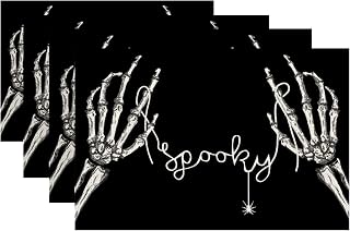 ARKENY Halloween Skeleton Spooky Spider Black Placemats 12x18 Inches Set of 4,Seasonal Farmhouse Indoor Kitchen Dining Table Decorations for Home Party AP158-18