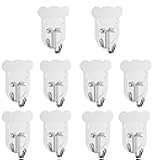 10 Pcs Heavy Duty Adhesive Hooks 10lb Max - Transparent Waterproof Sticky Wall Hooks for Bathroom, Shower, Kitchen, Office - No Damage Self Adhesive Hanging for Towels, Coats, Keys & Home Decor