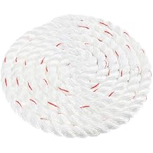 Twisted 3 Strand PolyDac Combo Utility & Towing Rope - White with Red Tracer 3/8, 1/2, 5/8, 3/4, 1, 1-1/2, 2 inch Diameters in 10, 25, 50, 100, 250, 300, 500, 600 Feet