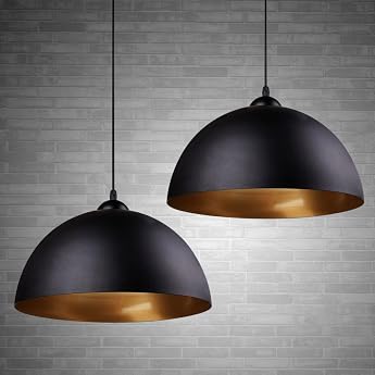 Modern industrial minimalist vintage ceiling light Motent 11.81 inches wide. Made of iron. Semi-circular. Hanging light E27 light fitting ceiling lamp for kitchen cellar black [Energy Class F]