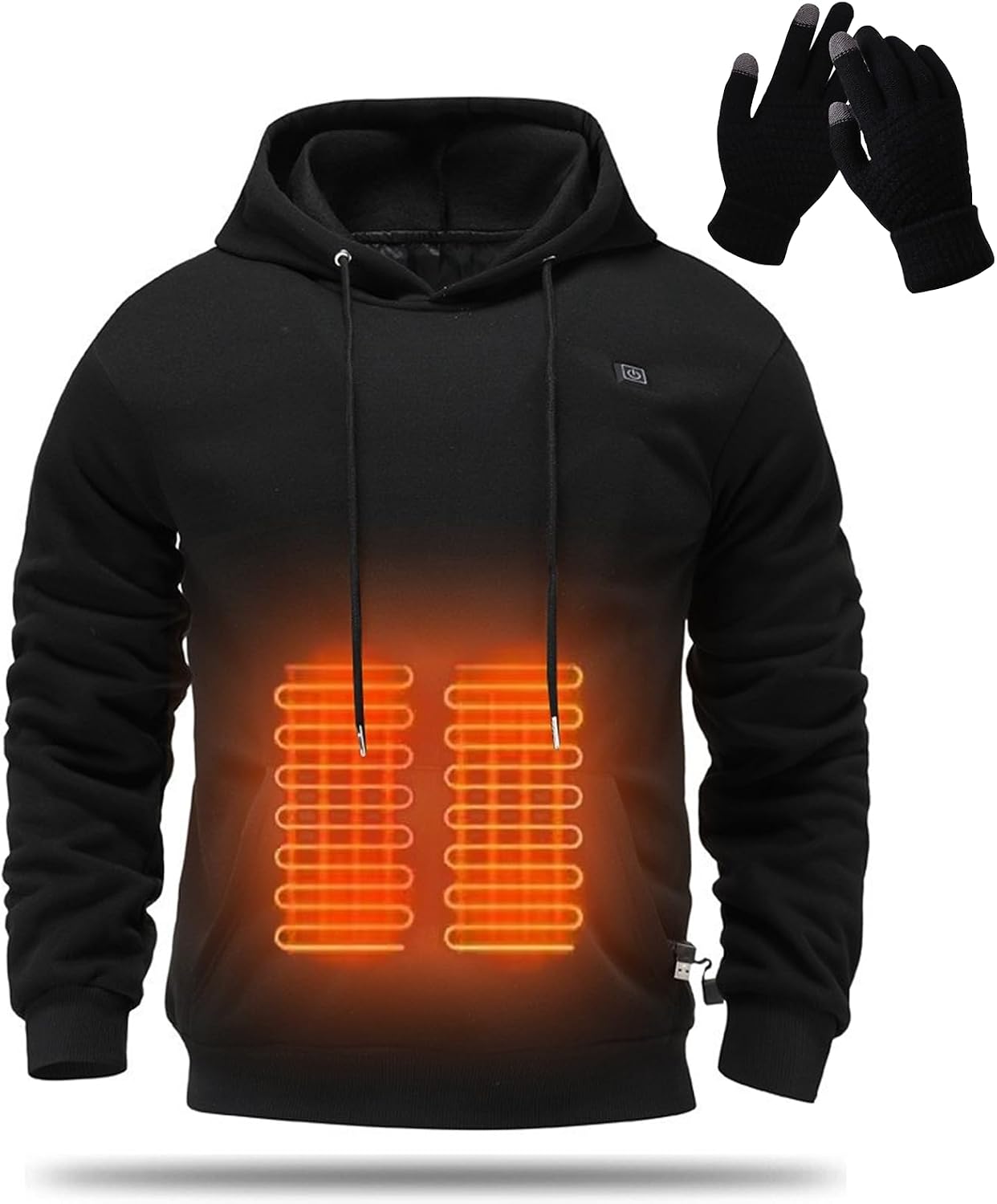 Smart Heated Hoodie for Men Women USB Powered, Zip Up Electric Heating Sweatshirt, Max 8H Heating, Winter Warm Hooded