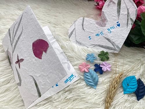 Vista 12 de Papel de morera hecho a mano, tamaño A4, 20 hojas, flores de guisante de mariposa, flores de hierba, papel decorativo de estilo clásico