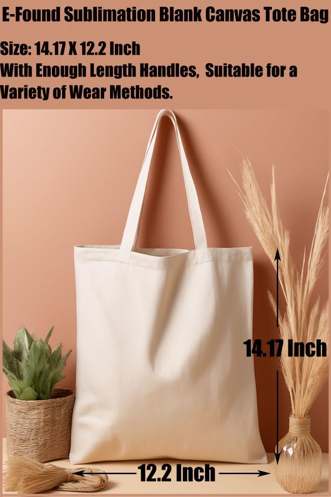 E-Found 20 Pcs Sublimation Blank Tote Bags, Sublimation Blank Bag, Canvas Sublimation Tote Bags Blanks, Resuable Washable Grocery Tote Bags for DIY Carry Books and Lunch Box