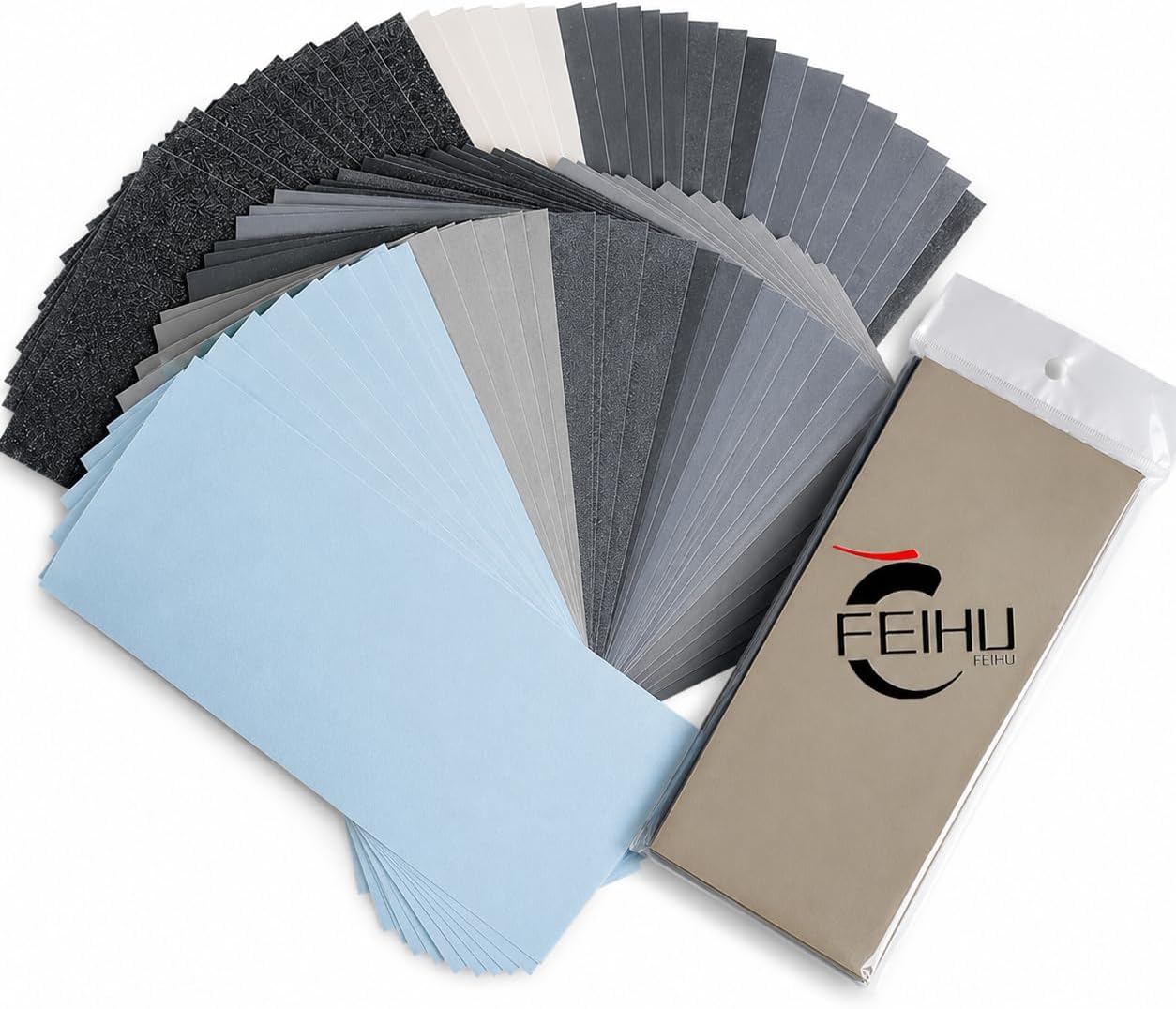 – FEIHU Ultra Fine Wet Sandpaper – 120 to 3000 5000 7000 8000 10000 Assorted Grit Sand paper 9X3.6 Inches for Automotive Sanding High grit Sandpaper Resin sanding 51 Sheet