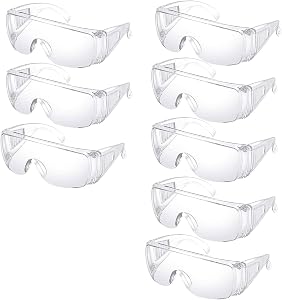 MINZHI 8 pieces Safety Glasses, ClearEyeProtectionGlasses, EyeProtection, SafetyProtectiveGlasses, Eye Protection for Women Men, Clear Lens Safety Goggles, Protective Eyewear, eye protection