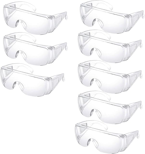 MINZHI 8 pieces Safety Glasses, ClearEyeProtectionGlasses, EyeProtection, SafetyProtectiveGlasses, Eye Protection for Women Men, Clear Lens Safety Goggles, Protective Eyewear, eye protection