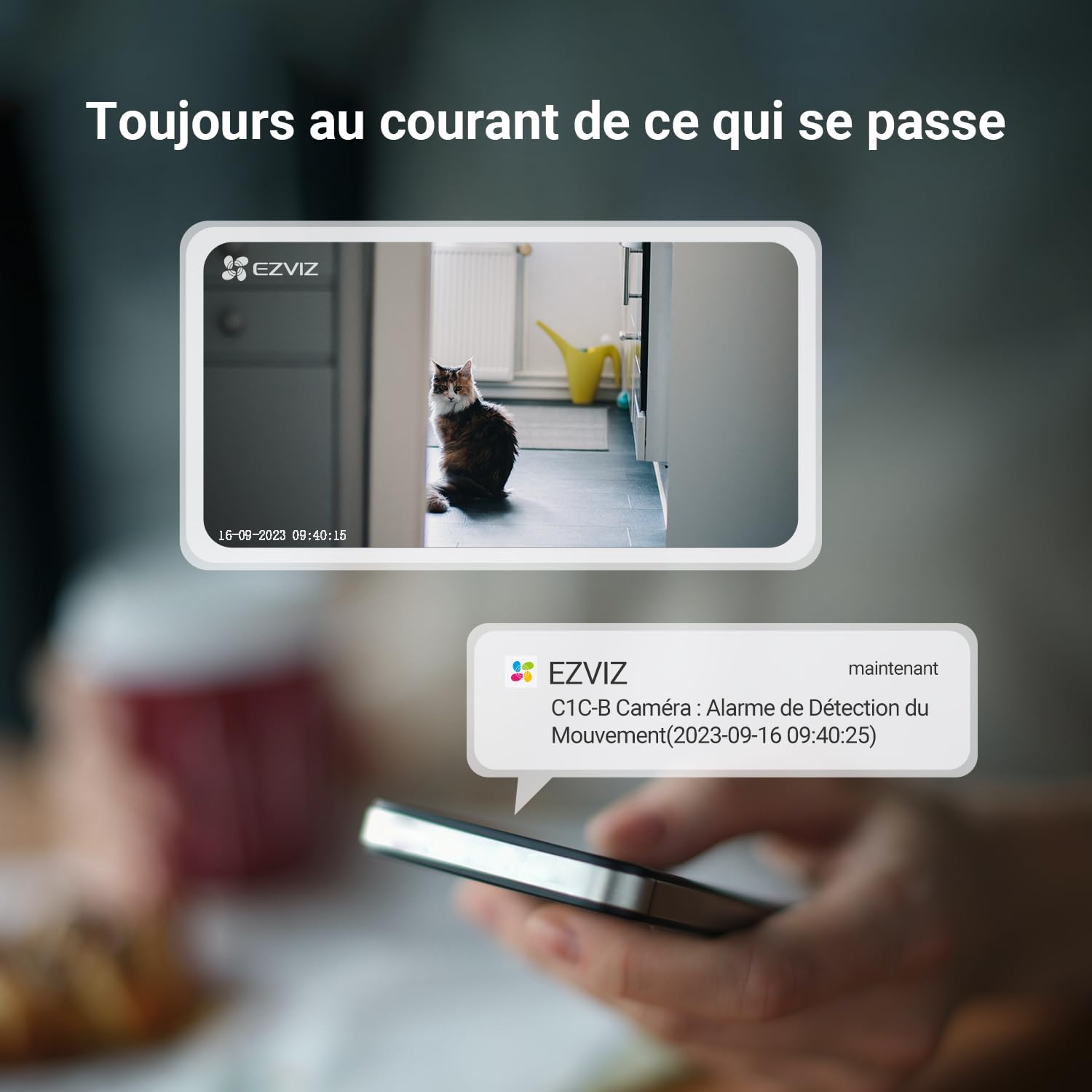 EZVIZ Caméra Surveillance WiFi Interieur 1080P FHD, Caméra IP WiFi sans Fil, Caméra Bébé/Animal Compatible Alexa, 135° Grand Angle, Détection de Mouvement, Audio Bidirectionnel, C1C 2PK