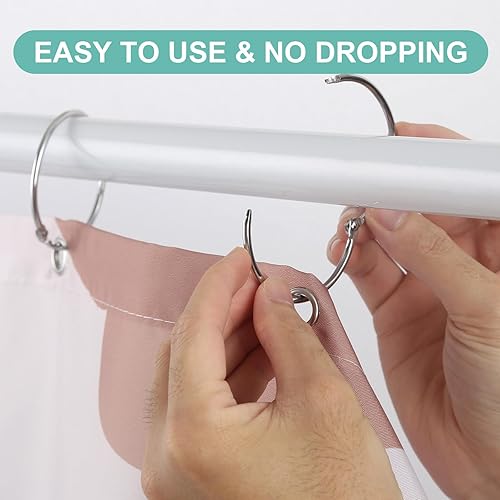 Miniatura 4 de Ganchos para cortina de ducha, 12 anillos de cortina de ducha, anillos redondos para cortina de ducha, anillos decorativos de metal a prueba de