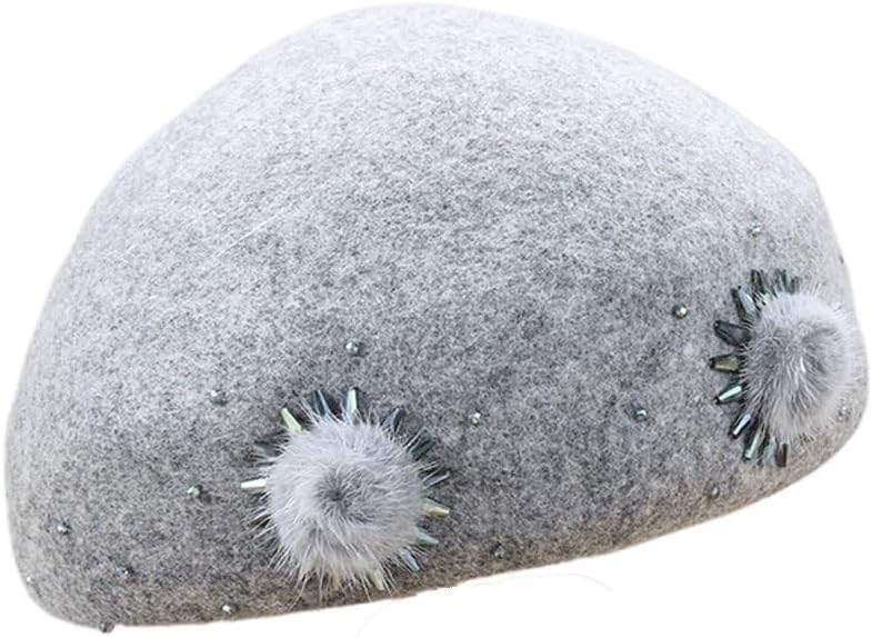 Women's Autumn and Winter Beret Versatile Cap Vintage Shade Warm Bud Hat(E)
