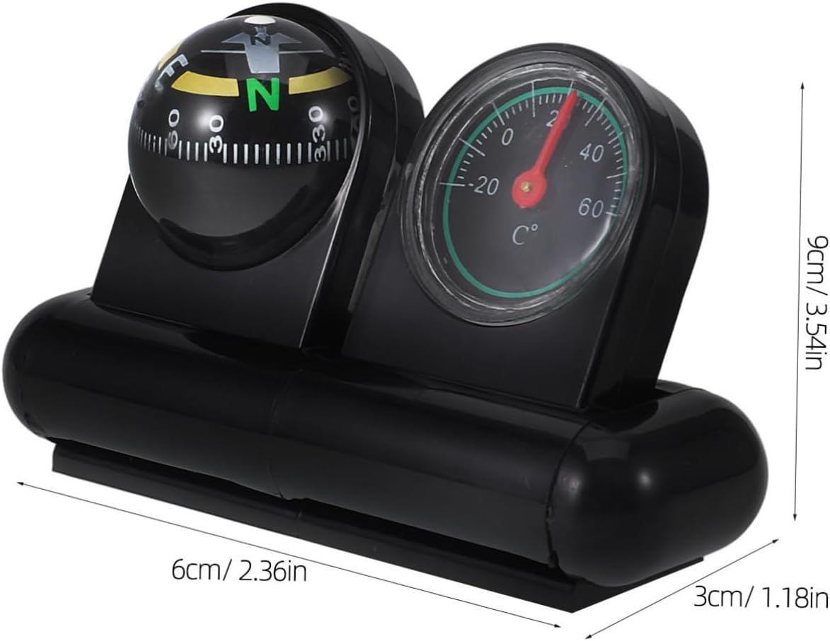 Dashboard Mount Compass Thermometer High Accuracy Automotive Compass for Car Boat Motorcycle Elegant Design Construction Multi-Purpose Navigation Temperature Tracking