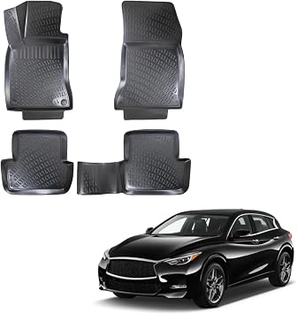 for Infiniti QX30 2017 2018 2019 Premium 3D Custom Cut Rubber Car Mats - Waterproof Odor-Free Non-Slip Front & Rear Floor Liner
