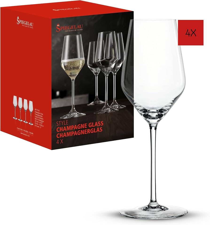 Spiegelau Champagner Gläser 310 ml, 4 Stück, Style, 4670185, Sektgläser aus Kristallglas, Champagnergläser spülmaschinenfest Küche, Haushalt & Wohnen