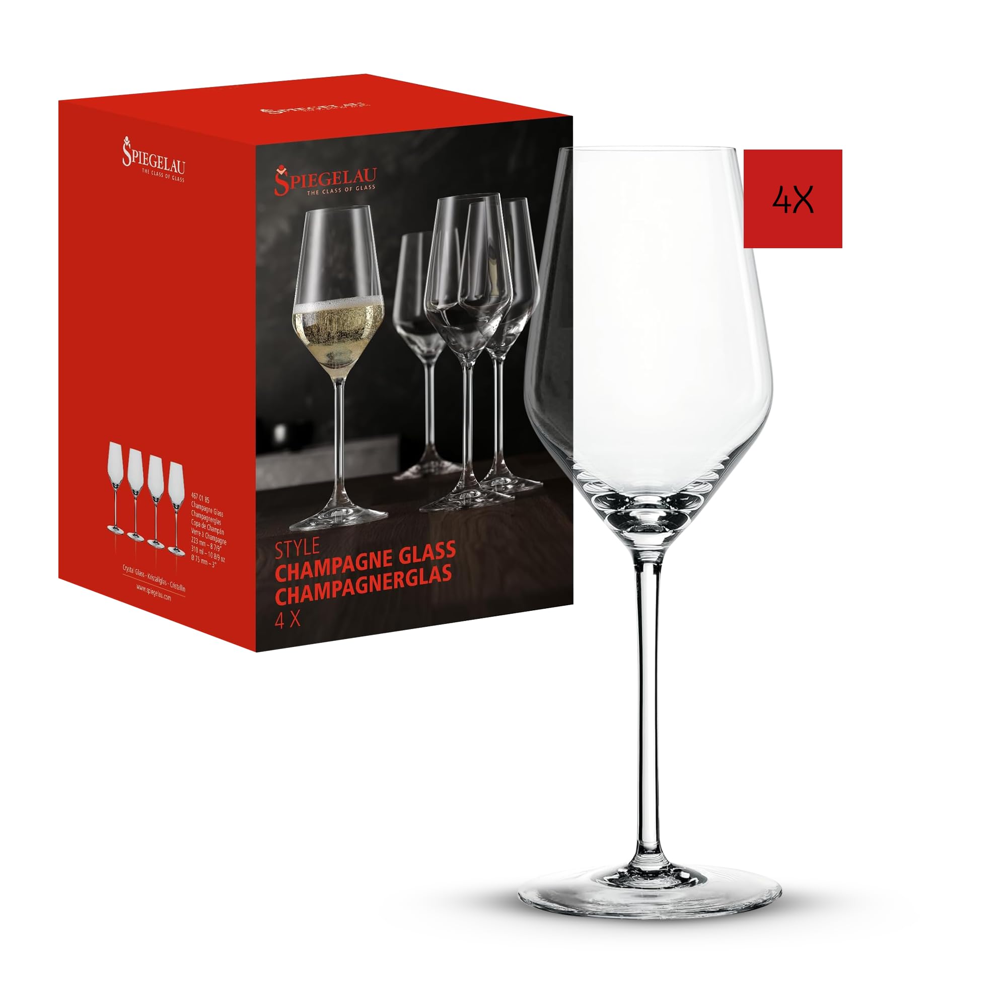 Lot de 4 flûtes à champagne en cristal Spiegelau - 310 ml