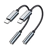 2Pcs USB C to 3.5mm Jack Audio Adapter with DAC Chip CX31993, KBEAR KW4 DAC USB C to 3.5mm Headphone, Type C to Aux Dongle Cable for iPhone 16/15 Pro, iPad Pro, Samsung Galaxy S22 S21 S20, Moto
