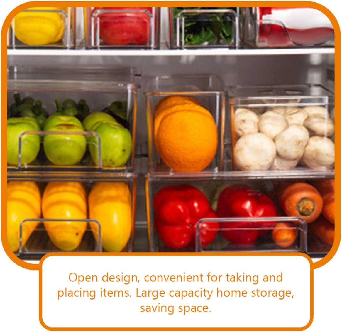 2pcs Large Kitchen Fruit Container Food Storage Organizer Bin for Refrigerator and Countertop, Multipurpose Vegetable and Spice Storage Box for Home Use