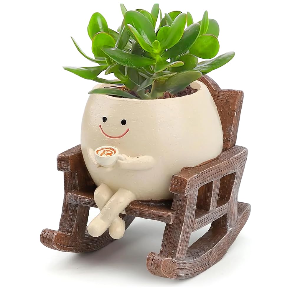 HIULLEN Blumentopf Mit Smiley – Schaukel-Design Mit Ablaufloch, 18x12x11 Cm, Harz – Als Gesicht-Pflanztopf Für Sukkulenten, Indoor & Outdoor HIULLEN Blumentopf Mit Smiley – Schaukel-Design Mit Ablaufloch, 18x12x11 Cm, Harz – Als Gesicht-Pflanztopf Für Sukkulenten, Indoor & Outdoor