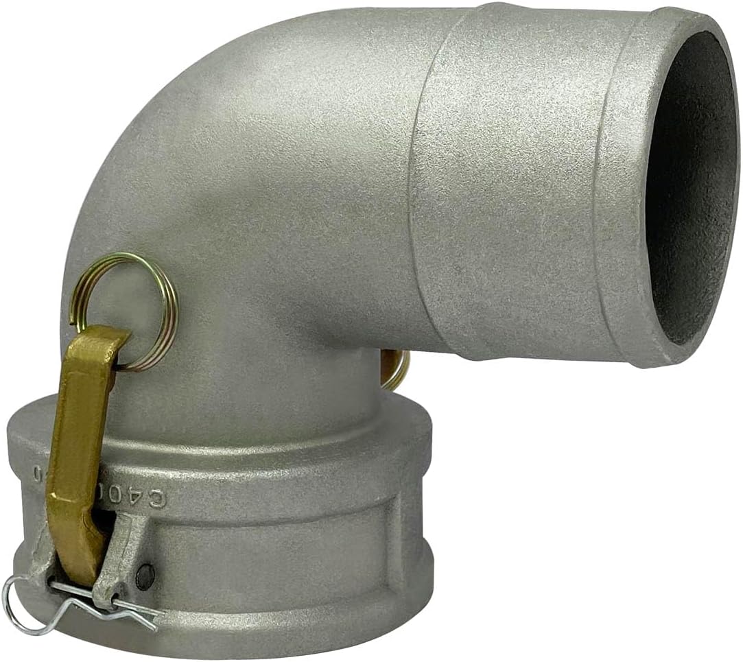 Gloxco Aluminum Type C Cam and Groove Fitting, 90 Degree Elbow, 4" Female Coupler x 4" Hose Shank (CAM-40-C90-AL)