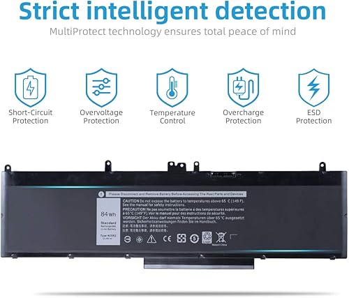 Miniatura 2 de ROLADA WJ5R2 - Batería de repuesto para laptop compatible con Dell Precision 3510 Series; compatible con Precision 4F5YV Series [11.4V 84Wh] - Nueva