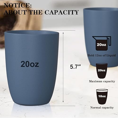 Miniatura 3 de Homienly Vasos de paja de trigo, 8 vasos reutilizables, 20 onzas, azul marino, sin BPA, aptos para lavavajillas, microondas, premium, duraderos,