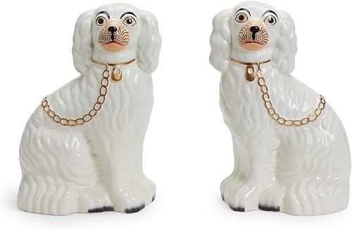 Pair of white Staffordshire dog figurines