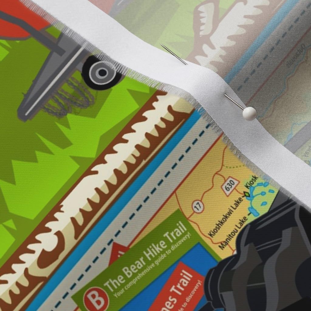 Spoonflower Fabric - Camping Outdoors Vacation Sports Wildlife Swimming Printed on Organic Cotton Sateen Fabric by The Yard - Sewing Quilting Apparel Home Decor