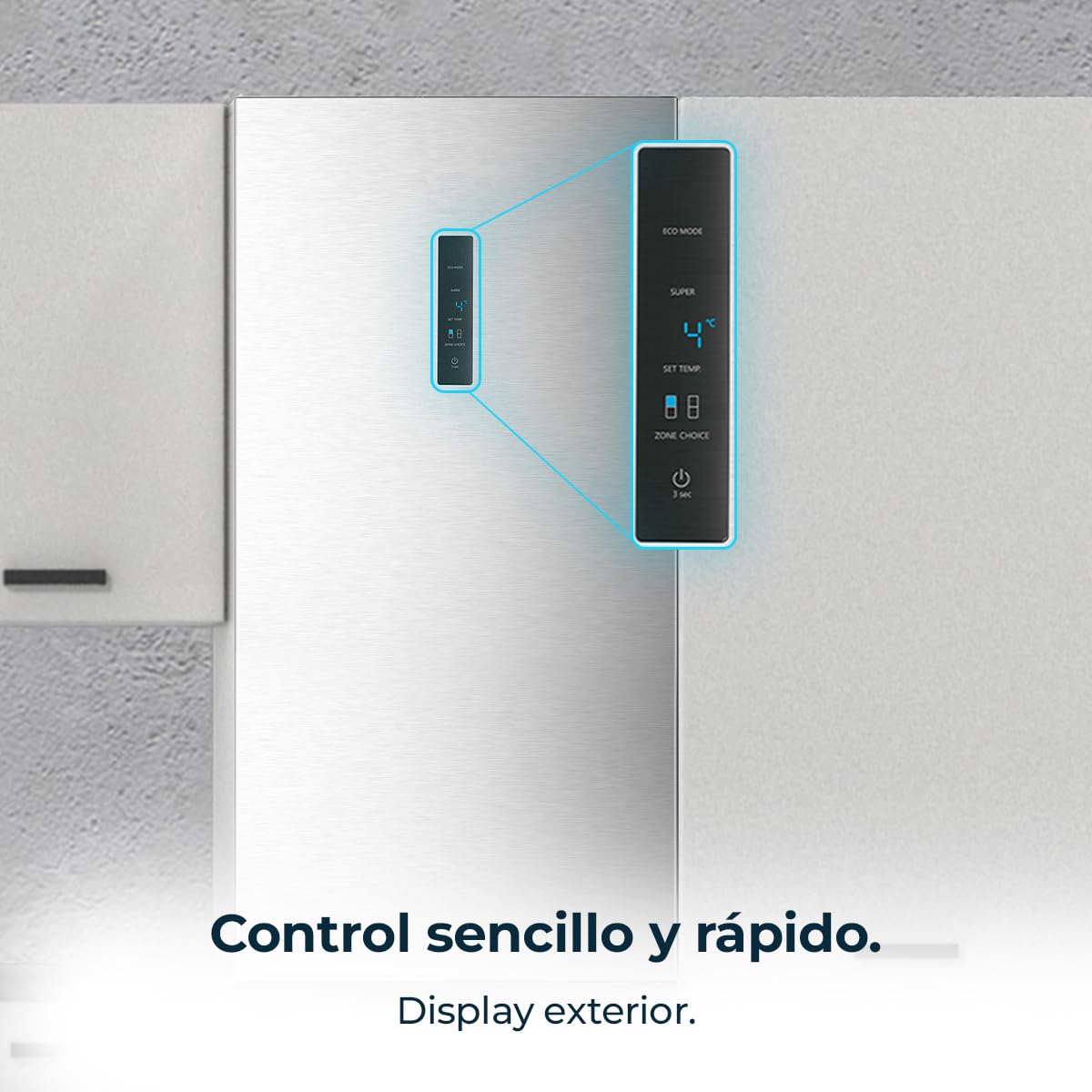 Cecotec Réfrigérateur Combi Total No Frost 336L Bolero CoolMarket Combi 336 Inox A. 201cm Hauteur, Fresh Flex, Humidity Flex, Compresseur Inverter Plus, Basse Consommation, Multi AirFlow, Mode Smart
