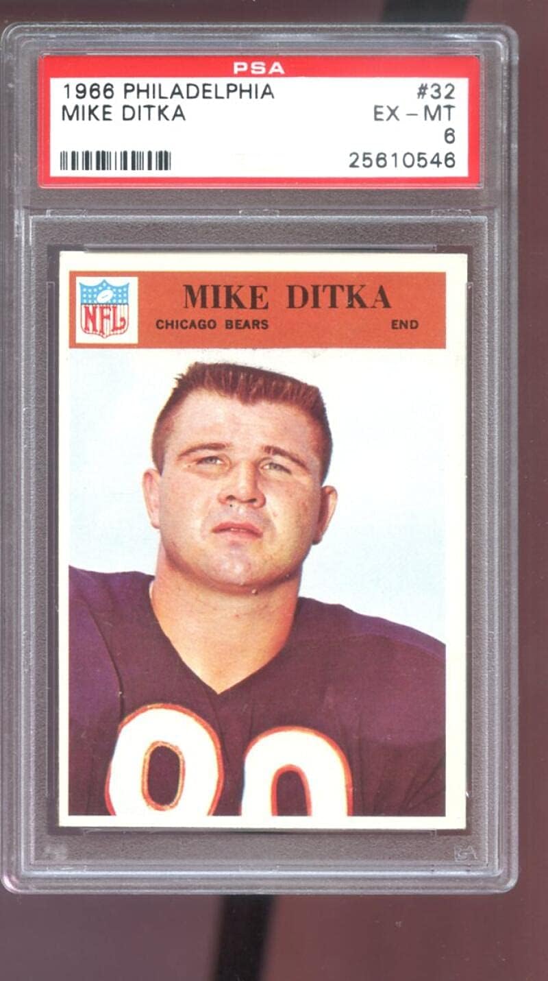 1966 Philadelphia #32 Mike Ditka Chicago Bears EX-MT PSA 6 Graded Football Card