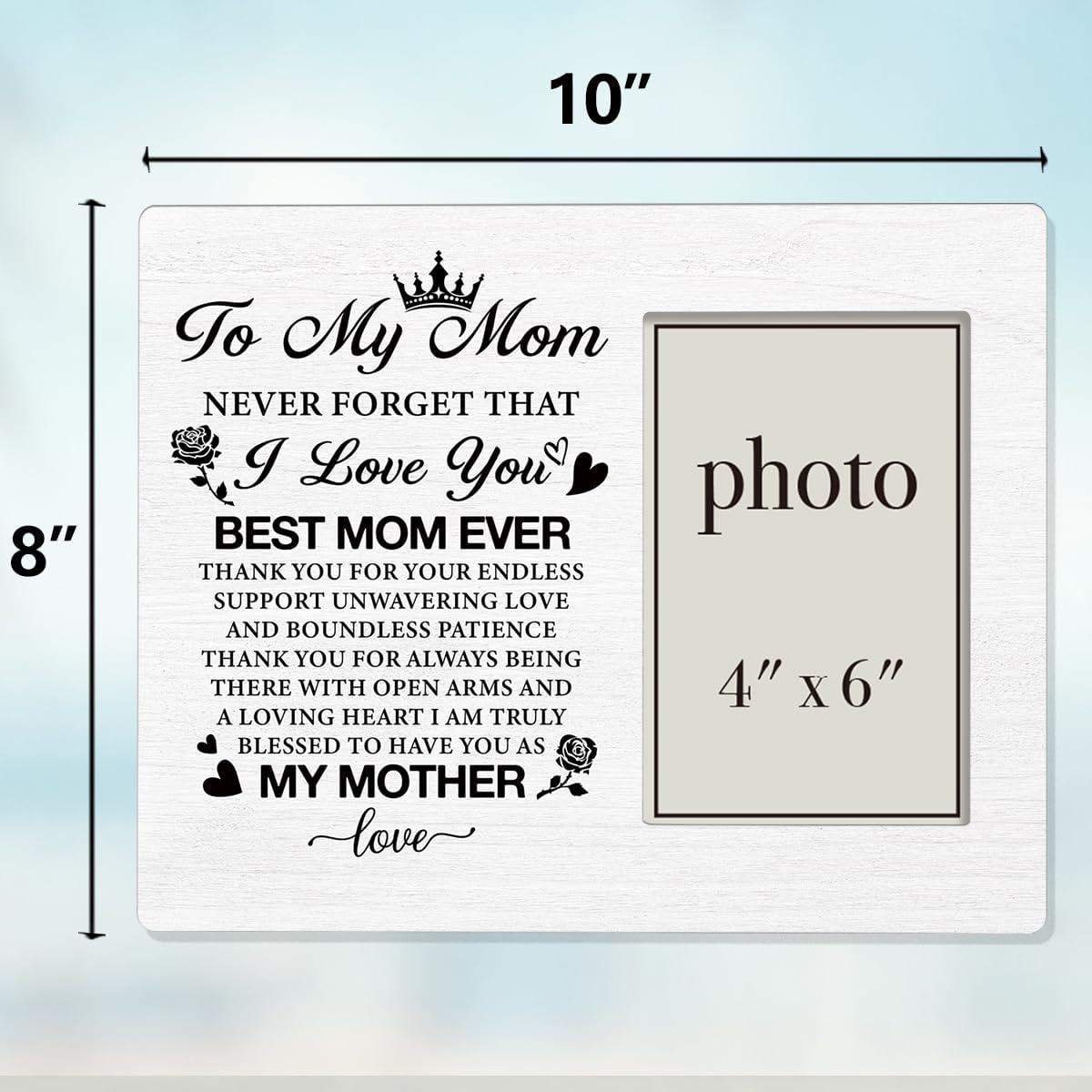 Mom Picture Frame Gifts, Gifts for Mom Birthday Unique, Mother's Day Christmas Gifts for Mom from Daughter Son, to My Mom Wood Picture Frame, 4 x 6 Inch Photo - Image 3