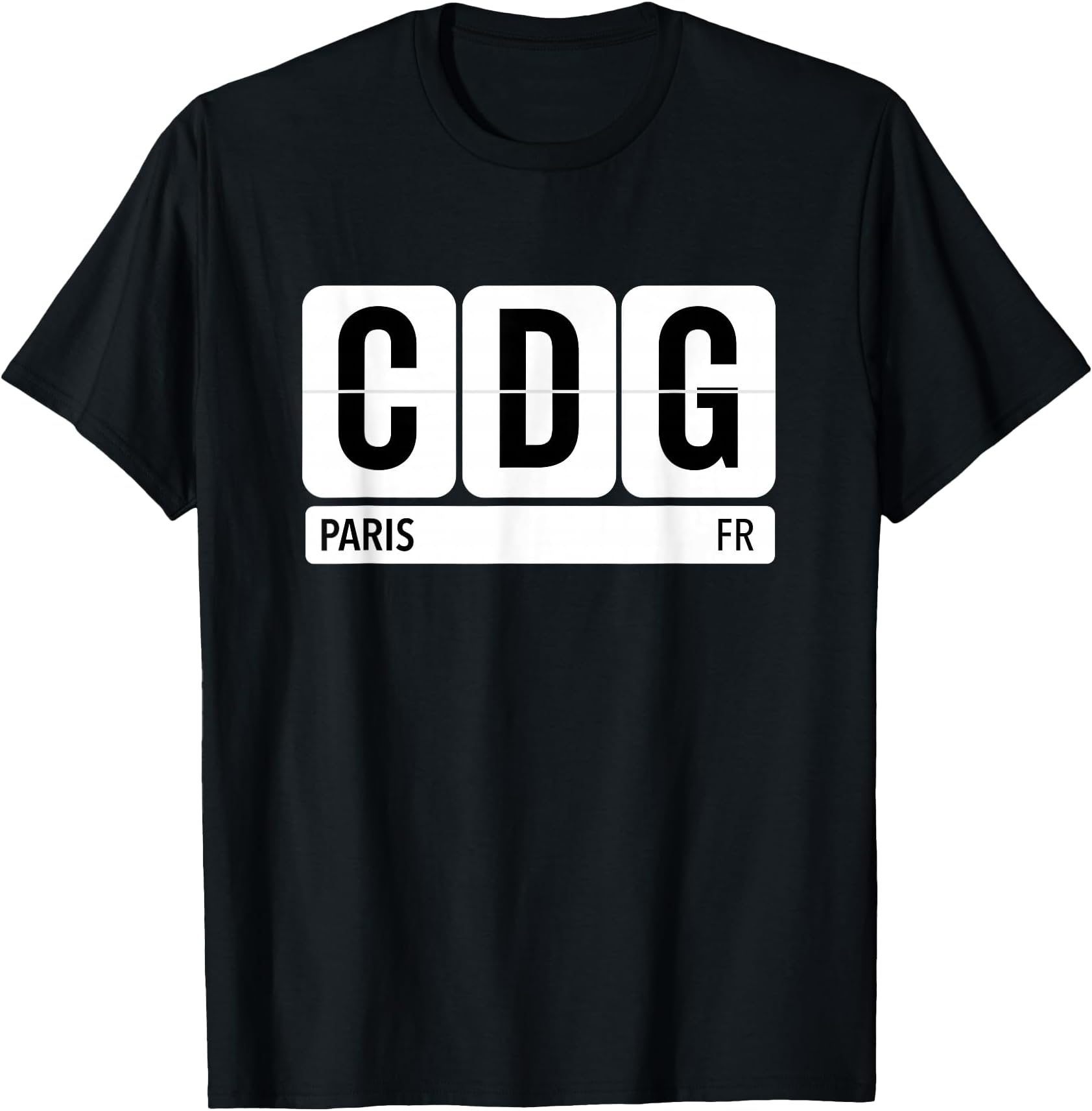CDG Paris France Travel Souvenir Airport Code Black T-Shirt