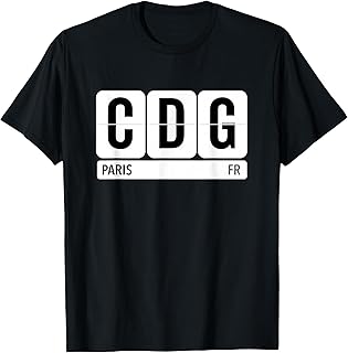 CDG Paris France Travel Souvenir Airport Code Black T-Shirt