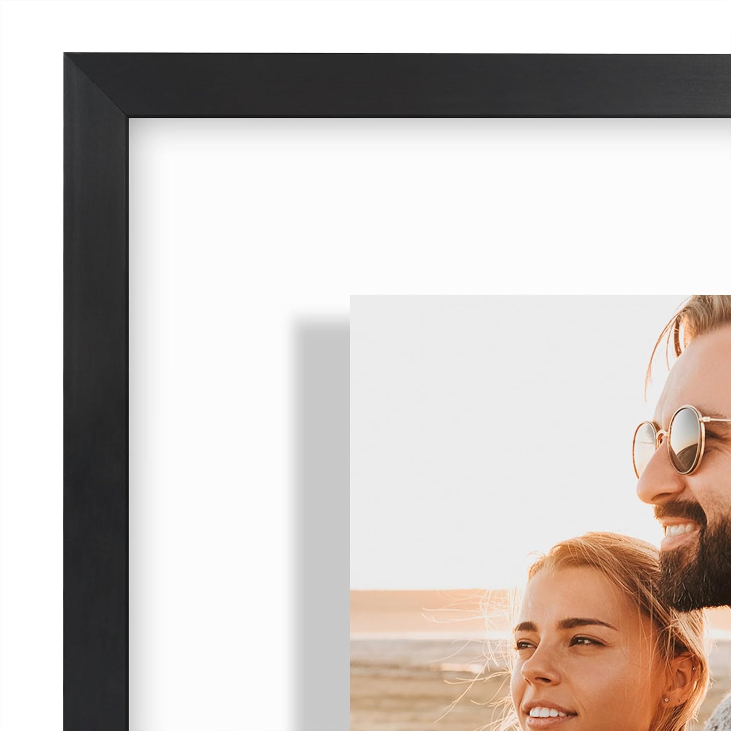 Americanflat Aluminum 8x10 Floating Picture Frame with Shatter-Resistant Glass - Set of 2 - Use as 5x7 Picture Frame or Display 8x10 Photo - Signature Float Collection - Photo Frames for Wall - Black