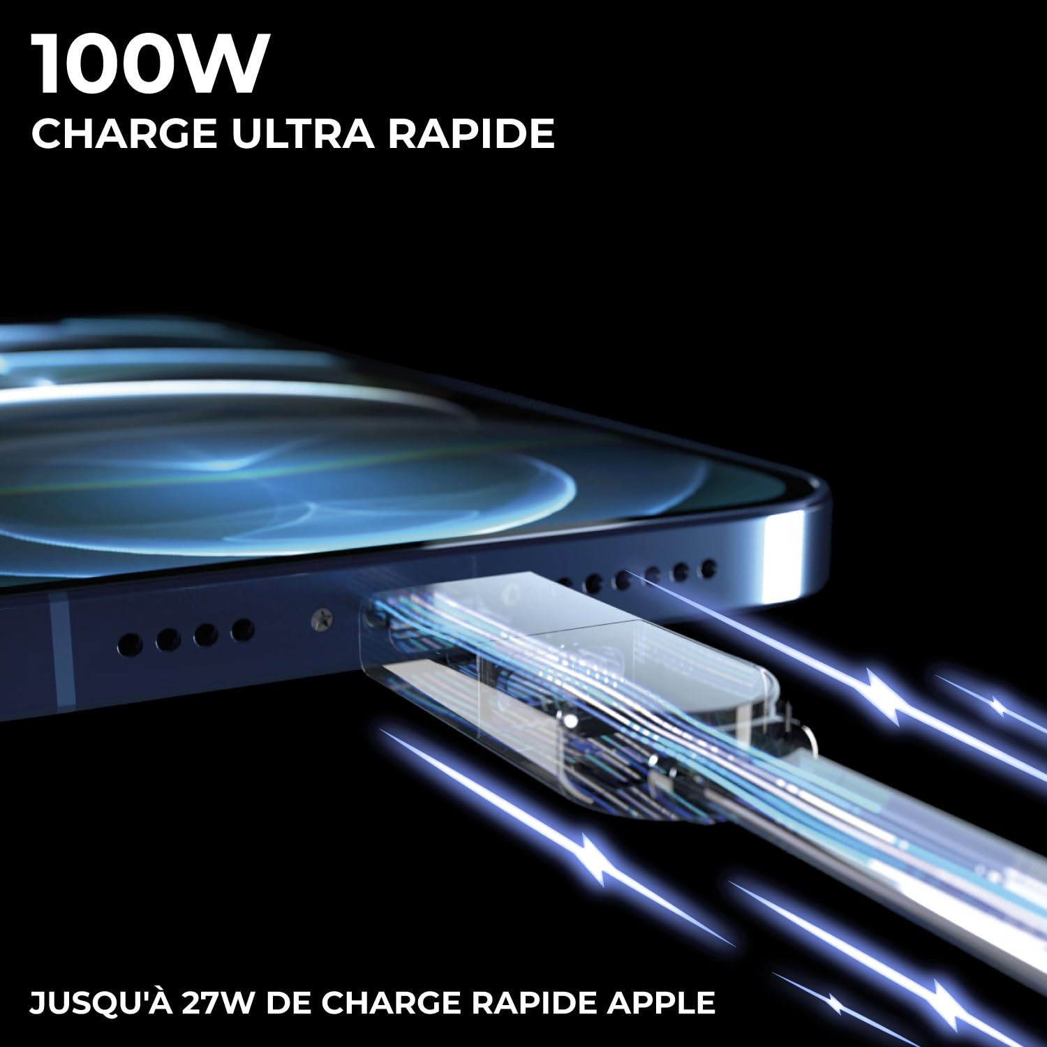Rolling Square inCharge XL 200cm - Cable Usb c Charge Rapide, 100W - Chargeur Usb c Universel 6 en 1 pour Appareils Mobiles avec Usb c + Cable Lightning et Micro Usb, Idéal comme Cadeau Homme, Jaune
