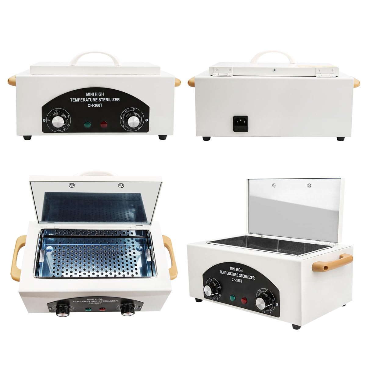 Caja de limpieza de herramientas de metal de alta temperatura, 50.0 °C a 220.0 °C, gabinete de limpieza de calor seco de 2 litros con temporizador de bandeja de acero inoxidable y mango para
