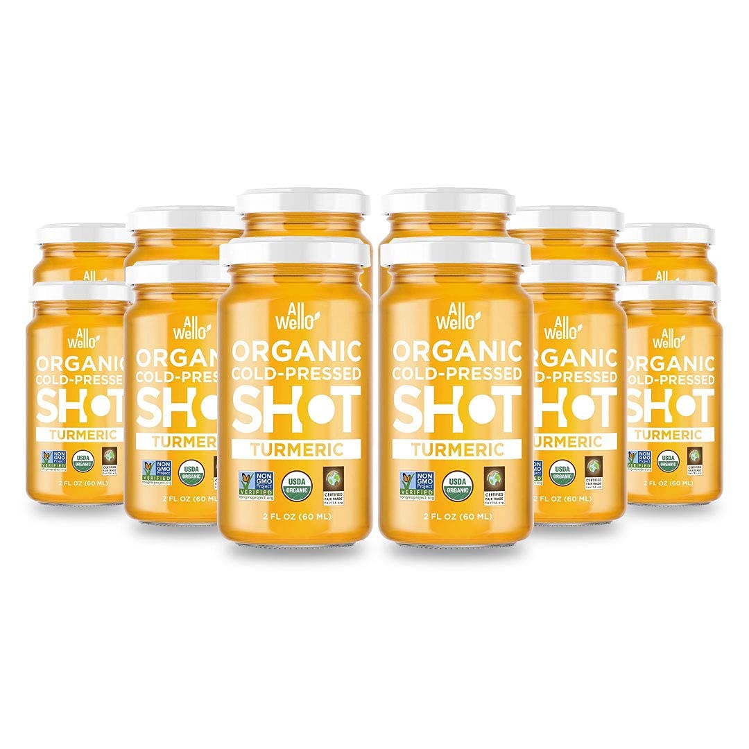 AllWellO Cold Pressed Turmeric Shot, 60 mL, Natural USDA Organic Boost with Anti