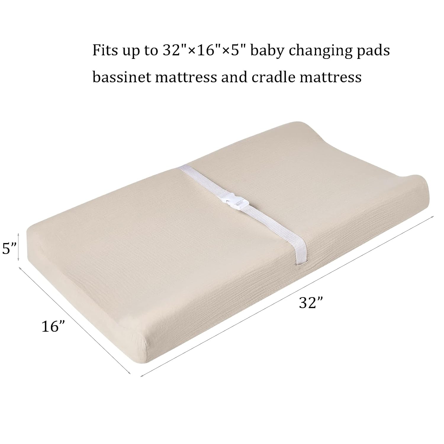 Muslin Changing Pad Cover + Nursing Pillow for Baby Boys Girls, Ultra Soft Breathable Diaper Changing Table Pad Cover, Neutral Fitted Changing Pad Sheets