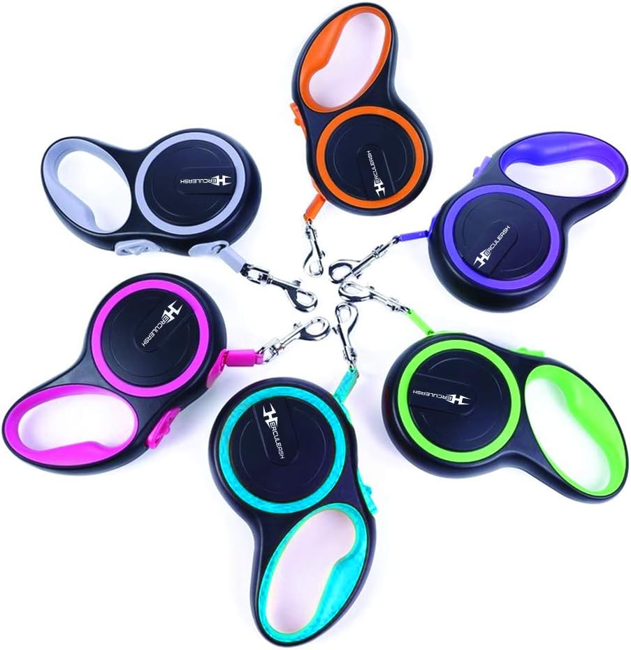 Herculeash 16Ft Retractable Dog Leash and Collar Set for Small, Medium or Large Dogs up to 110lbs- Tangle Free, Heavy Duty Nylon Tape Pet Walking Leash with Anti-Slip Handle- Large, Purple : Pet Supplies