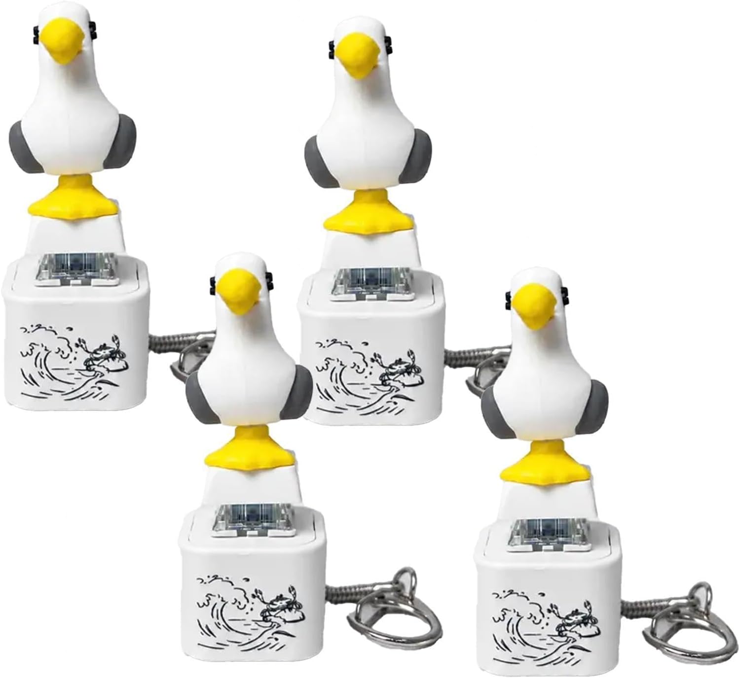 Mini Keyboard Fidget , Rechargeable Fidget Clicker with Real Sound and LED Light, Seagull Mine Sound Button Keychain , Funny Interactive Desk Stress Relief Toy Gifts for Adults,white-4pcs