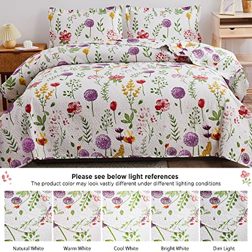 Dandelion Bedding Quilts King Size Summer Lightweight Floral Bedspread Plant Leaves Coverlet Purple Red Green Yellow Flower Bed Cover Botanical Home Decor #TOP3