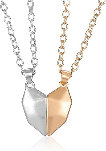Jovivi Valentines Gifts Him Her,Matching Heart Magnetic Couples Necklaces for Boyfriend Girlfriend Yin Yang Love Hearts Couple Pendant Necklaces Jewellery Set Women Men