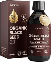 Inspiriko Black Seed Oil Organic Cold Pressed, Black Cumin Seed Oil, 200ml | Turkish Origin Blackseed Oil, For Hair & Skin, 2.8% Thymoquinone, Soil Association Certified, UK Tested