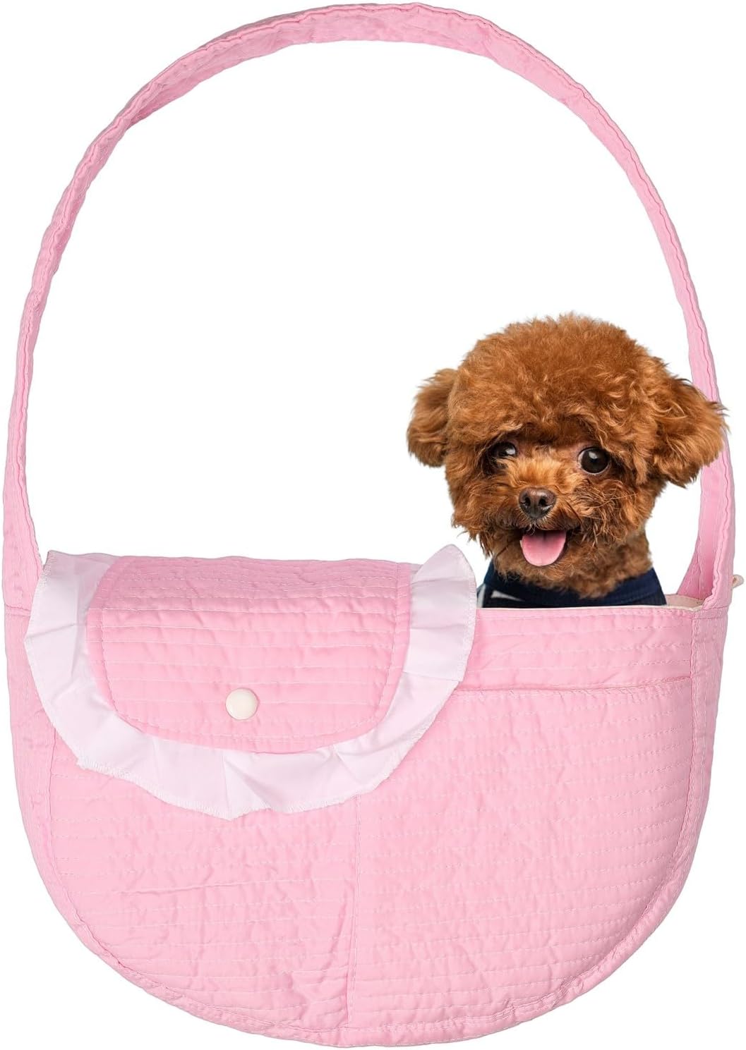 Pet Sling Carrier for Small Dogs & Cats 3-8lbs, Light Pink | Breathable Cotton, Storage Pocket, Hand Free Travel, Chest Sling