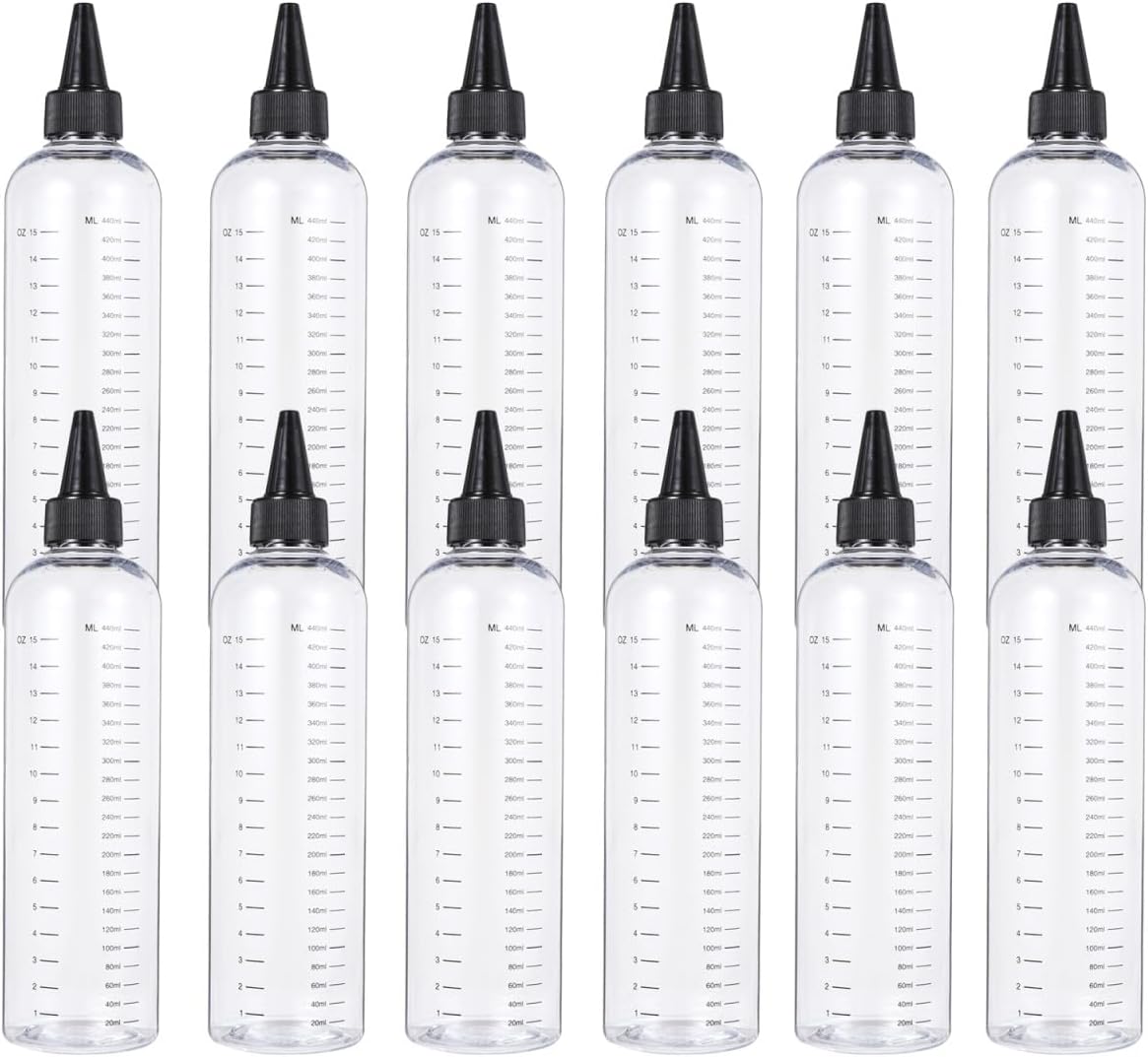 12pcs Plastic Squeeze Bottles for Hair Perming Refillable Liquid Dispensers for Hair Care Ink Paint