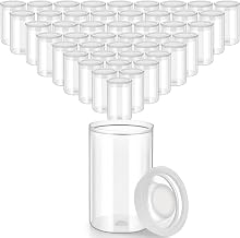 JOVITEC 100 Pieces Plastic Film Canister Holder 35 mm Empty Camera Reel Containers Storage Containers Case with Lids for Small Accessories Fish Hook Film Beads (Clear)