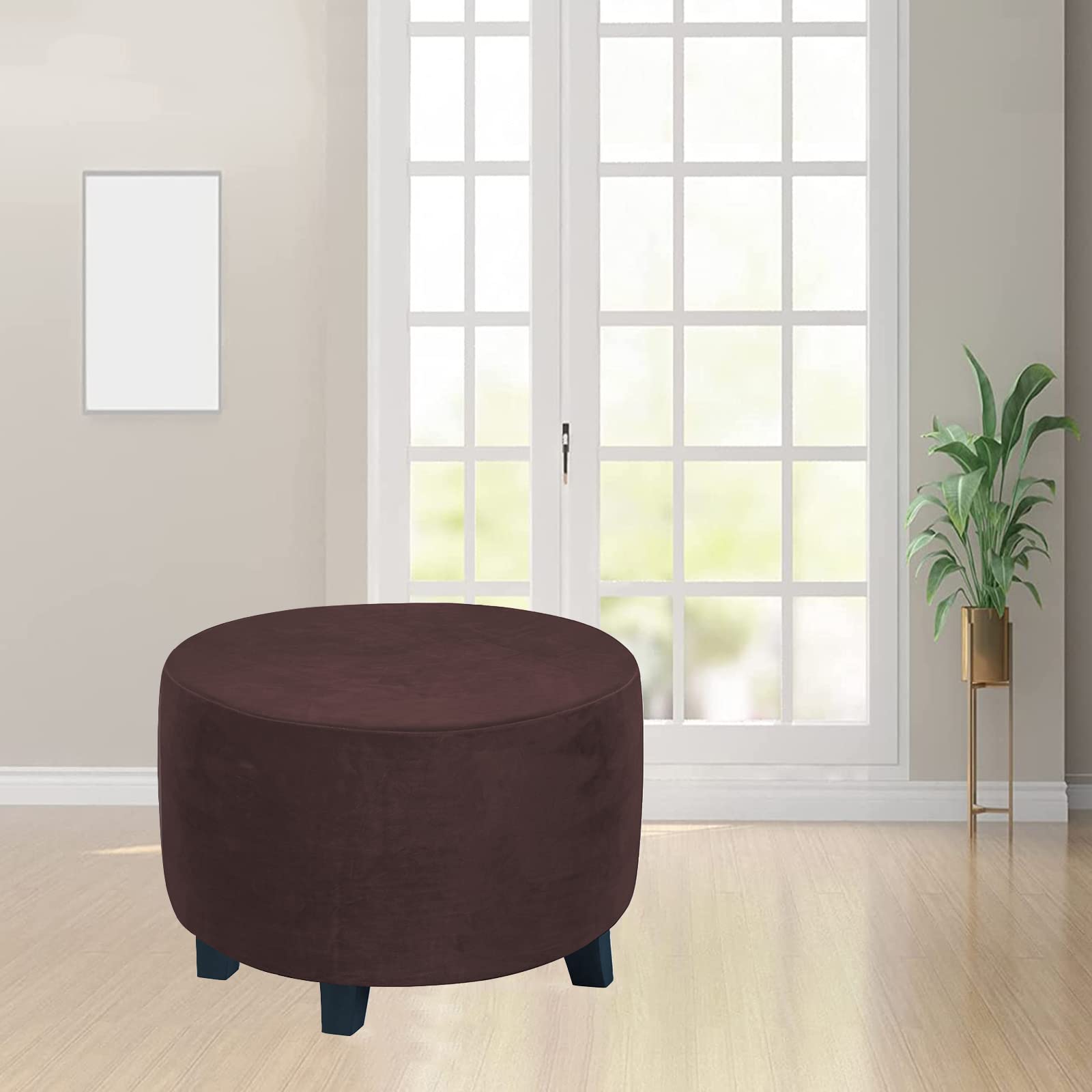 YYDSWTW Copertura ottomana Rotonda di Velluto - Slipcover del poggiapiedi Elasticizzato, Soft Sgabello Protezione ottomana Protector Coperchi for Il Soggiorno (Colore : A, Taglia : 76-104cm