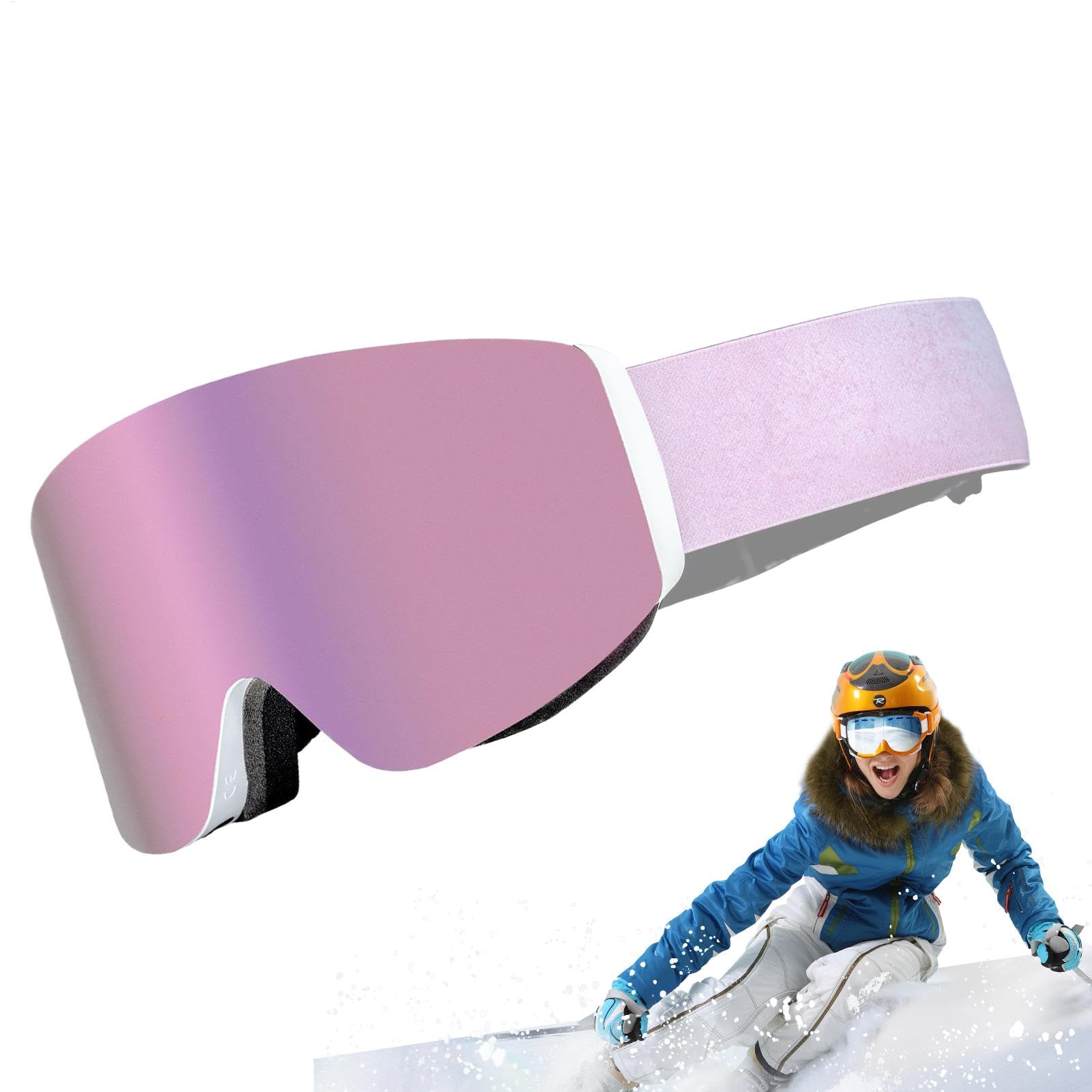 Gogle narciarskie,Gogle narciarskie Dwuwarstwowa ochrona UV400 | Gogle snowboardowe Ochronne narciarstwo Snow Glasses Akcesoria dla mężczyzn Kobiety Dzieci Młodzież Dorośli Zajęcia na