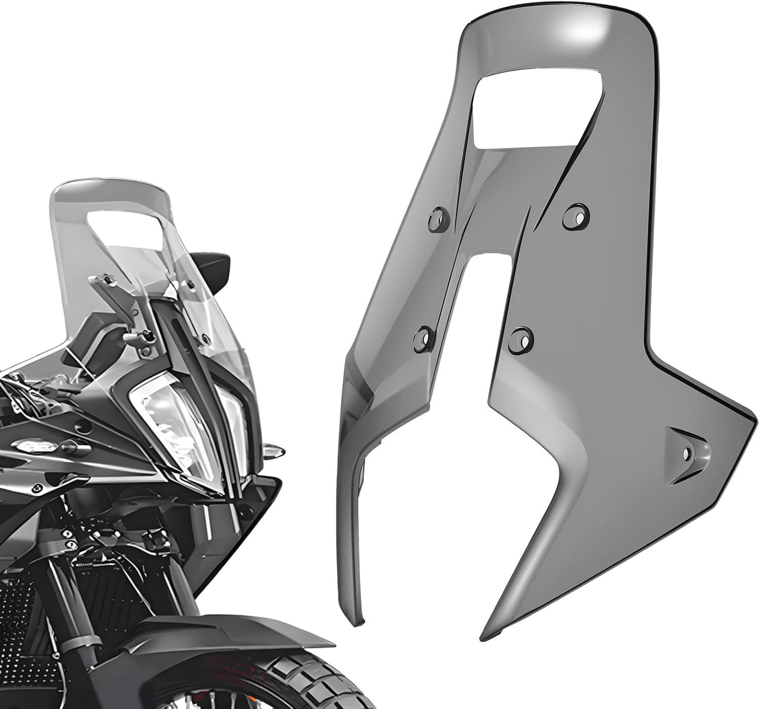 Windshield Deflectors for 790 890 ADV Adventure R Rally 2023-2024, Motorcycle Front Acrylic Wind Shield Air Deflector Accessories (Smoke Gray)